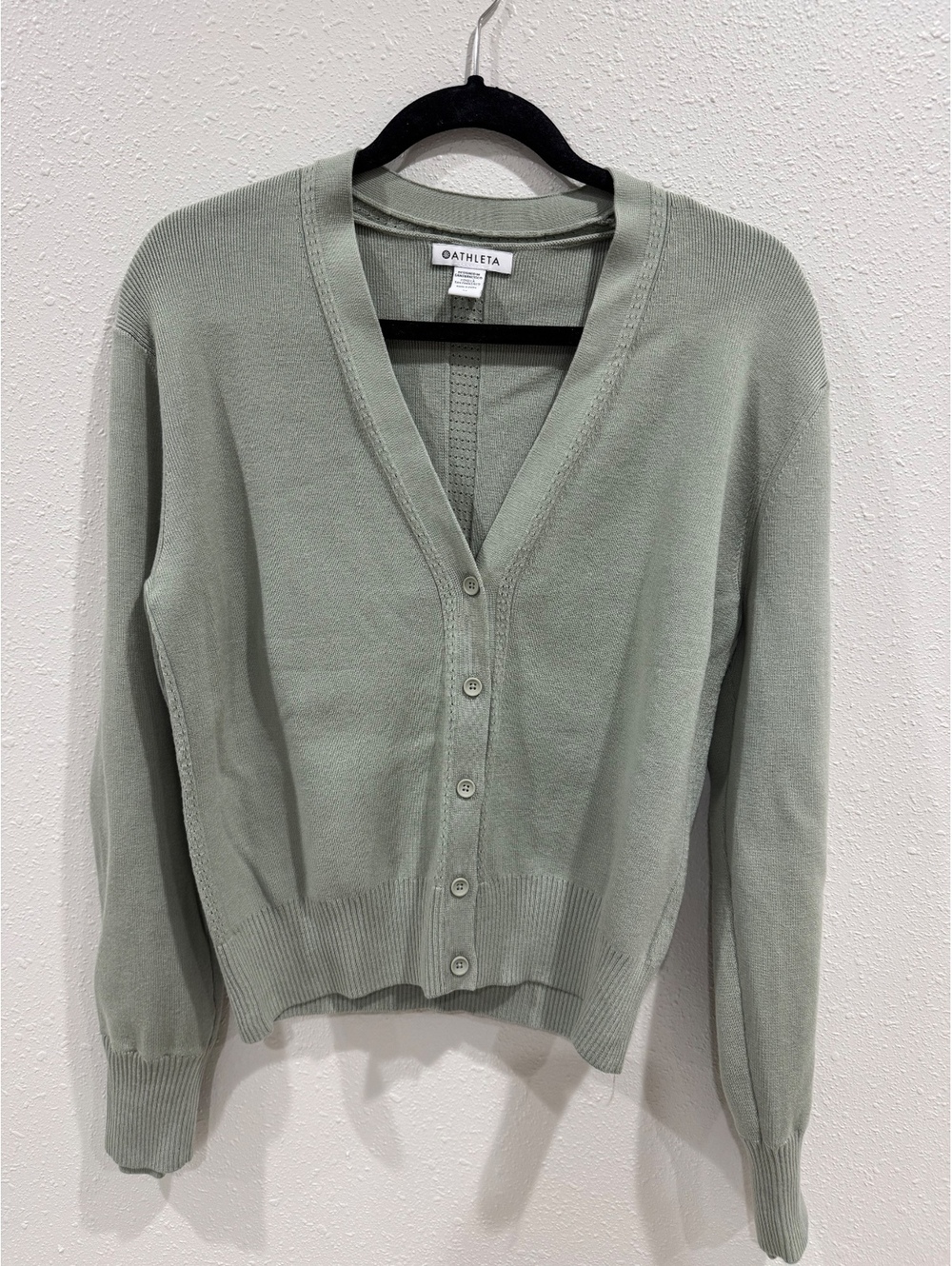 Athleta Women’s Medium Sage Green V-Neck Button Front Cardigan Sweater